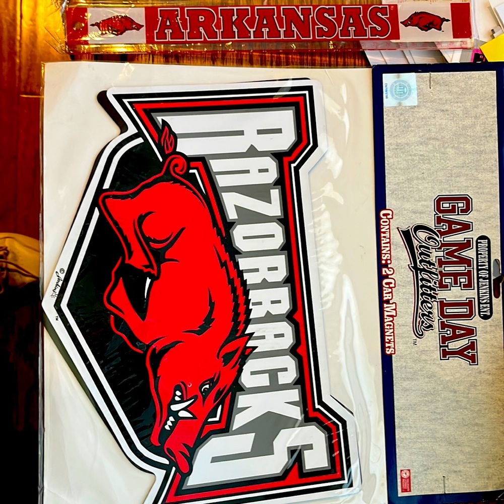 Game Day Arkansas Razorbacks Car Magnets plus Razorback ruler.